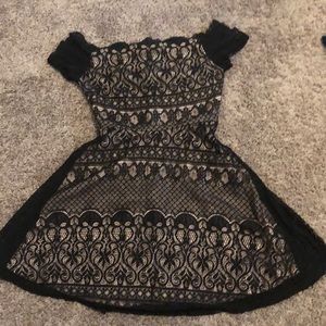 Black, laced, off the shoulder dress. Size small from Rewind.